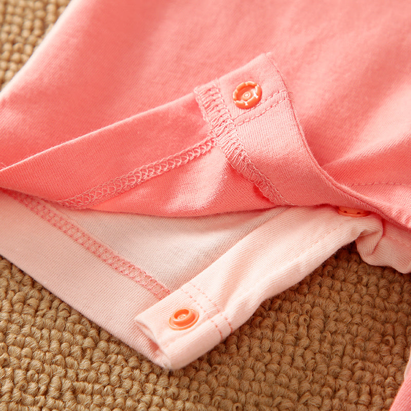 Infant Girls Pink Colourblocked Cotton Rompers