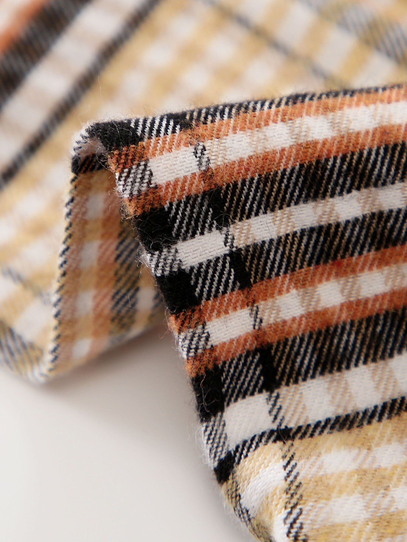 Boys Khaki Checked Spread Collar Cotton Shirt