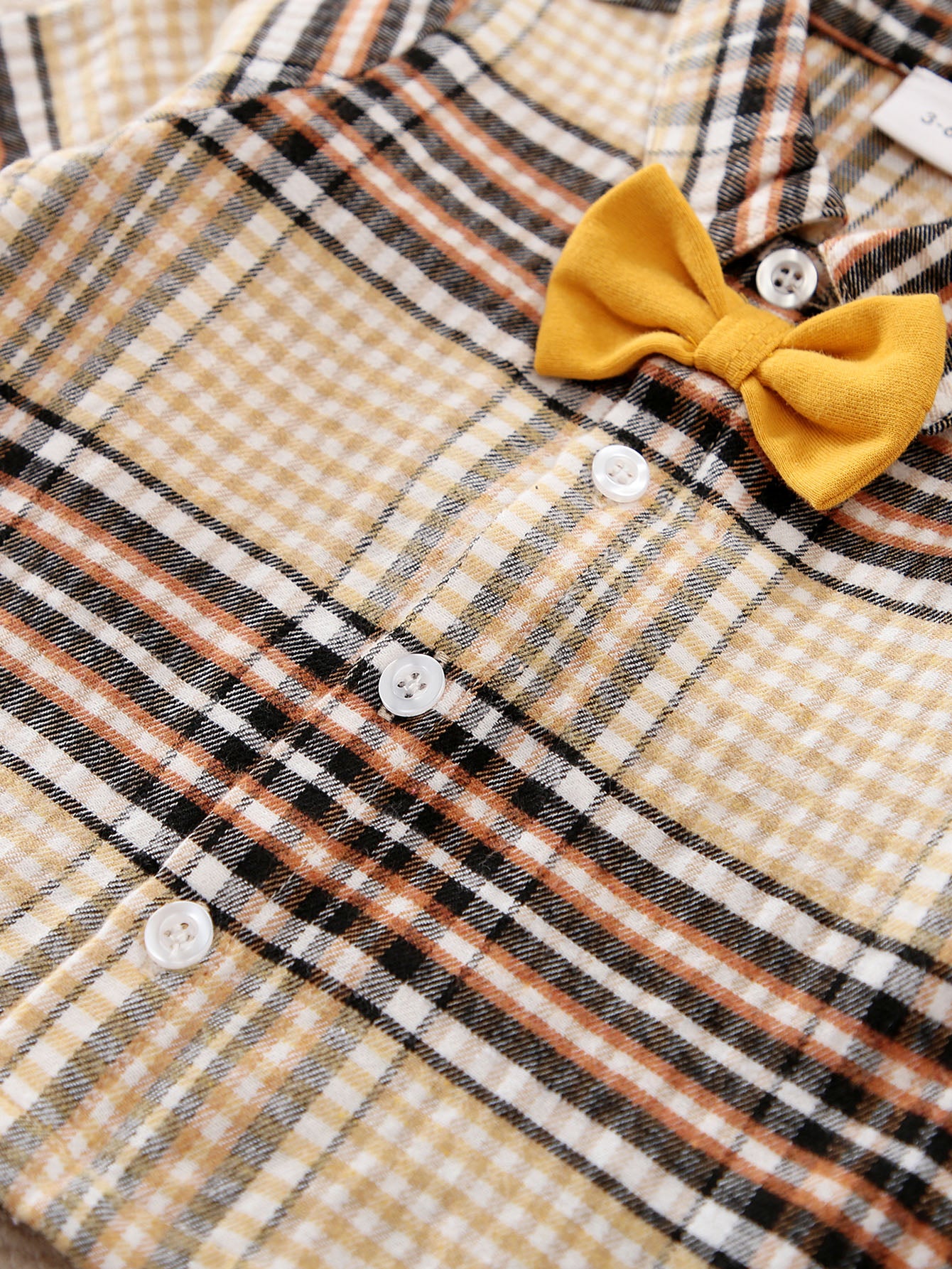 Boys Khaki Checked Spread Collar Cotton Shirt