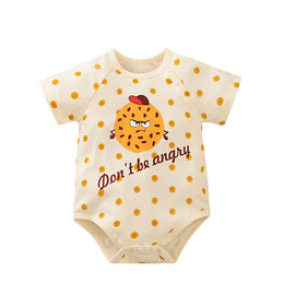 Infants Boys Cream-Coloured & Peach-Coloured Graphic Printed Cotton Bodysuit