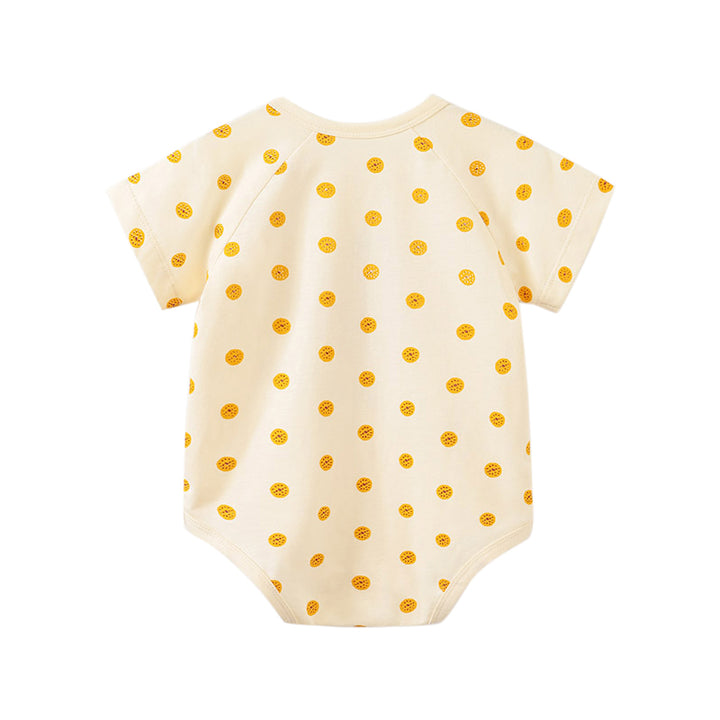 Infants Boys Cream-Coloured & Peach-Coloured Graphic Printed Cotton Bodysuit