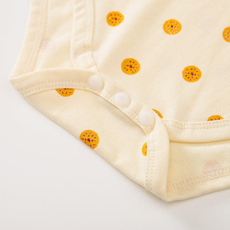 Infants Boys Cream-Coloured & Peach-Coloured Graphic Printed Cotton Bodysuit