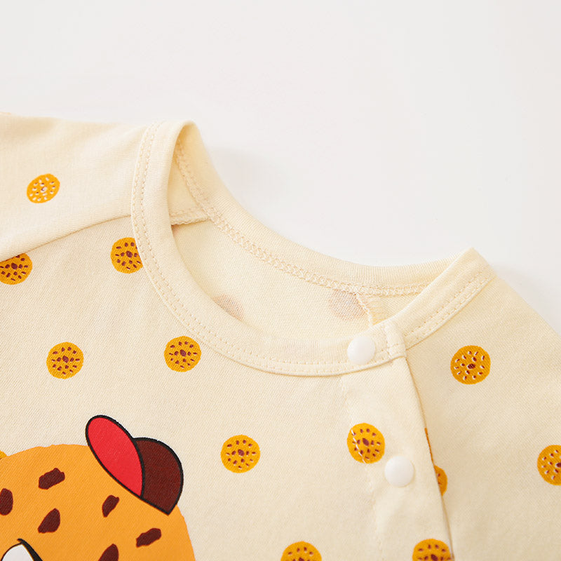 Infants Boys Cream-Coloured & Peach-Coloured Graphic Printed Cotton Bodysuit