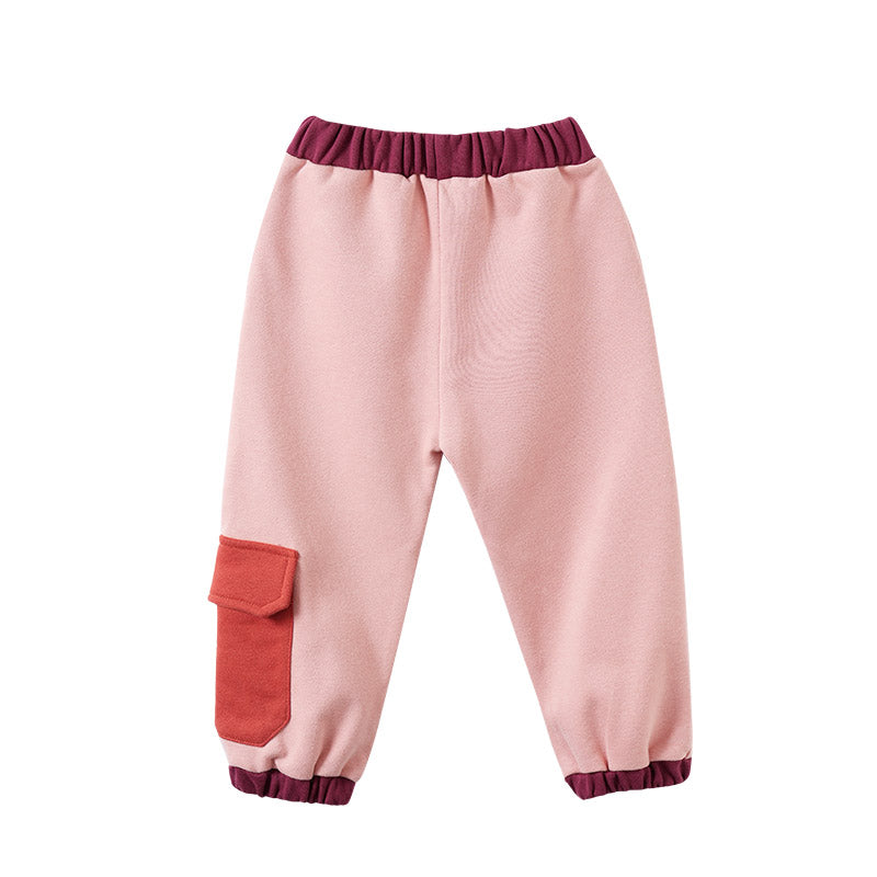 Girls Pink Mid Rise Joggers