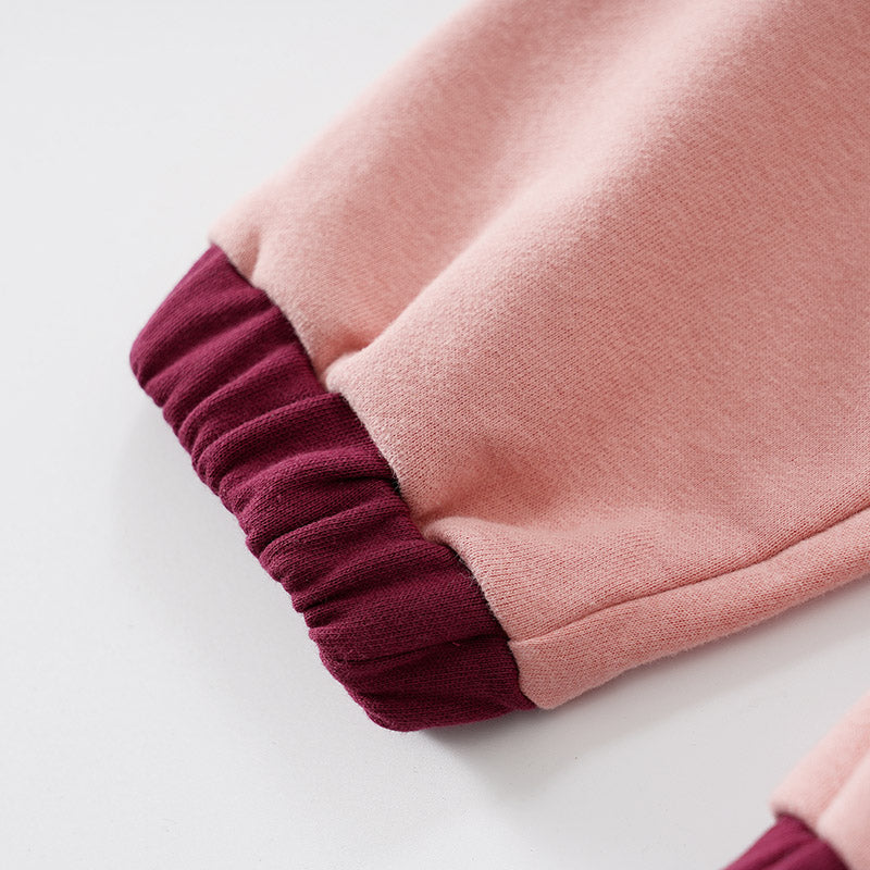 Girls Pink Mid Rise Joggers