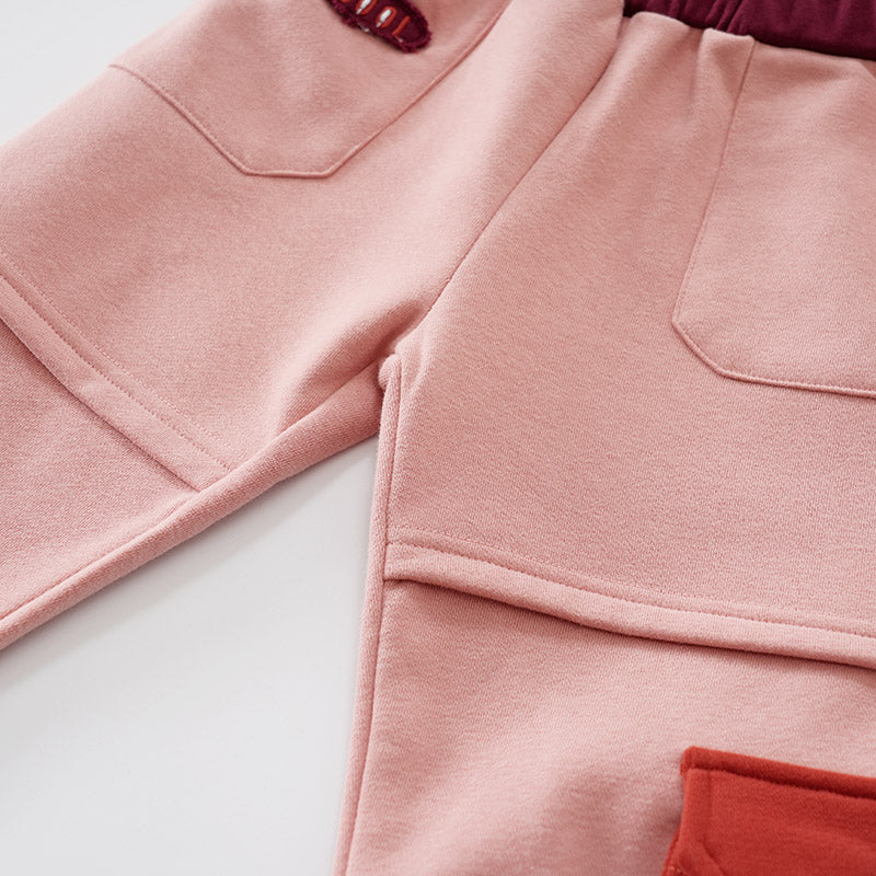 Girls Pink Mid Rise Joggers