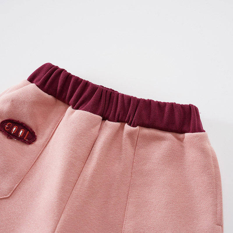 Girls Pink Mid Rise Joggers