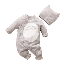 Infant Boys Grey & White Printed Cotton Romper