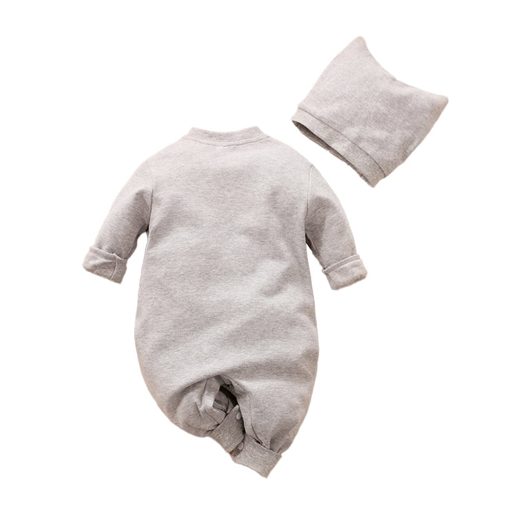 Infant Boys Grey & White Printed Cotton Romper