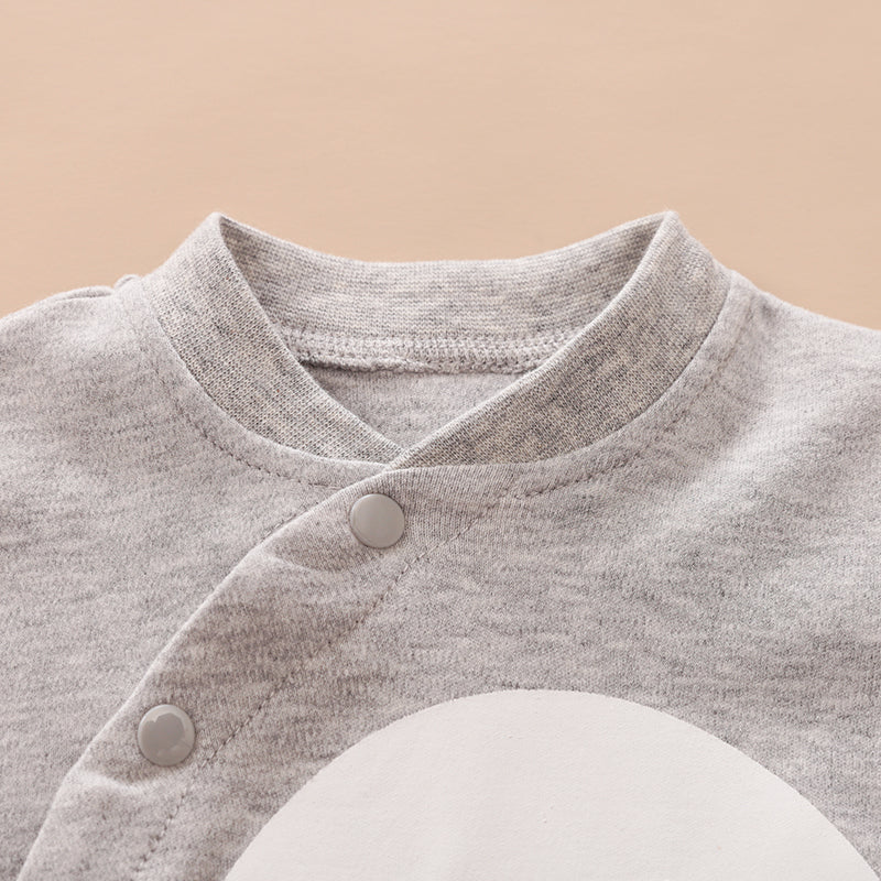 Infant Boys Grey & White Printed Cotton Romper