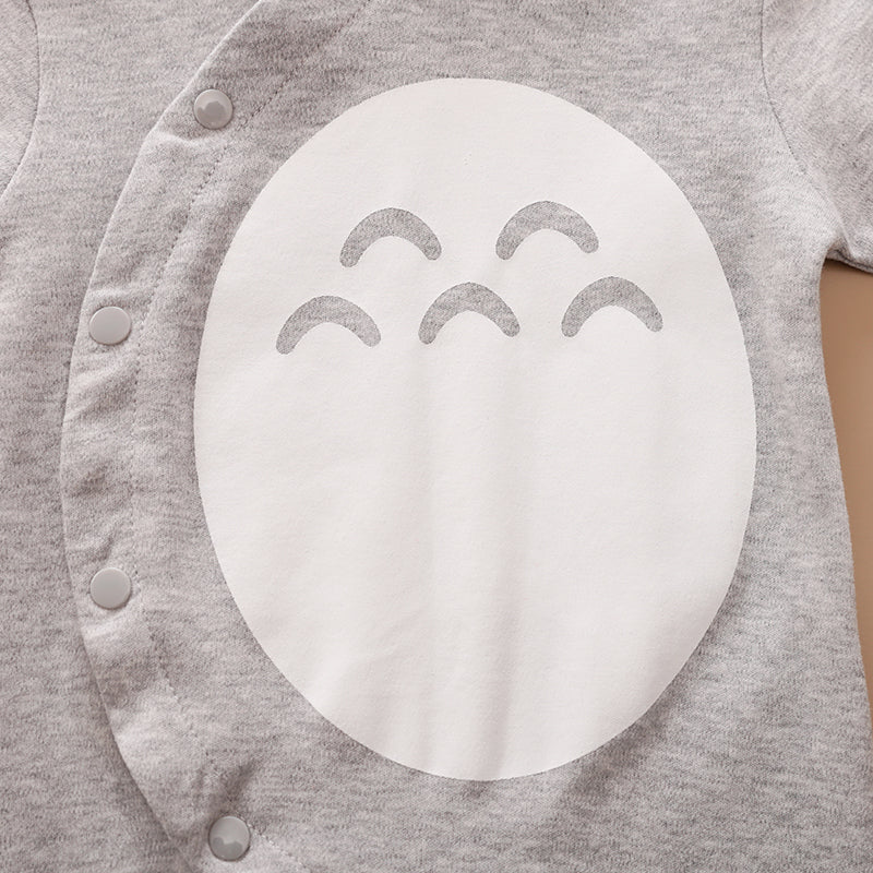 Infant Boys Grey & White Printed Cotton Romper
