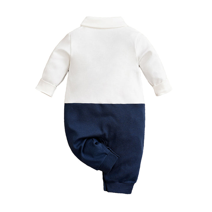 Infant Boys Grey & Blue Printed Cotton Rompers