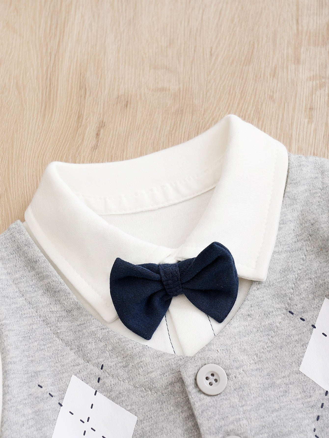 Infant Boys Grey & Blue Printed Cotton Rompers