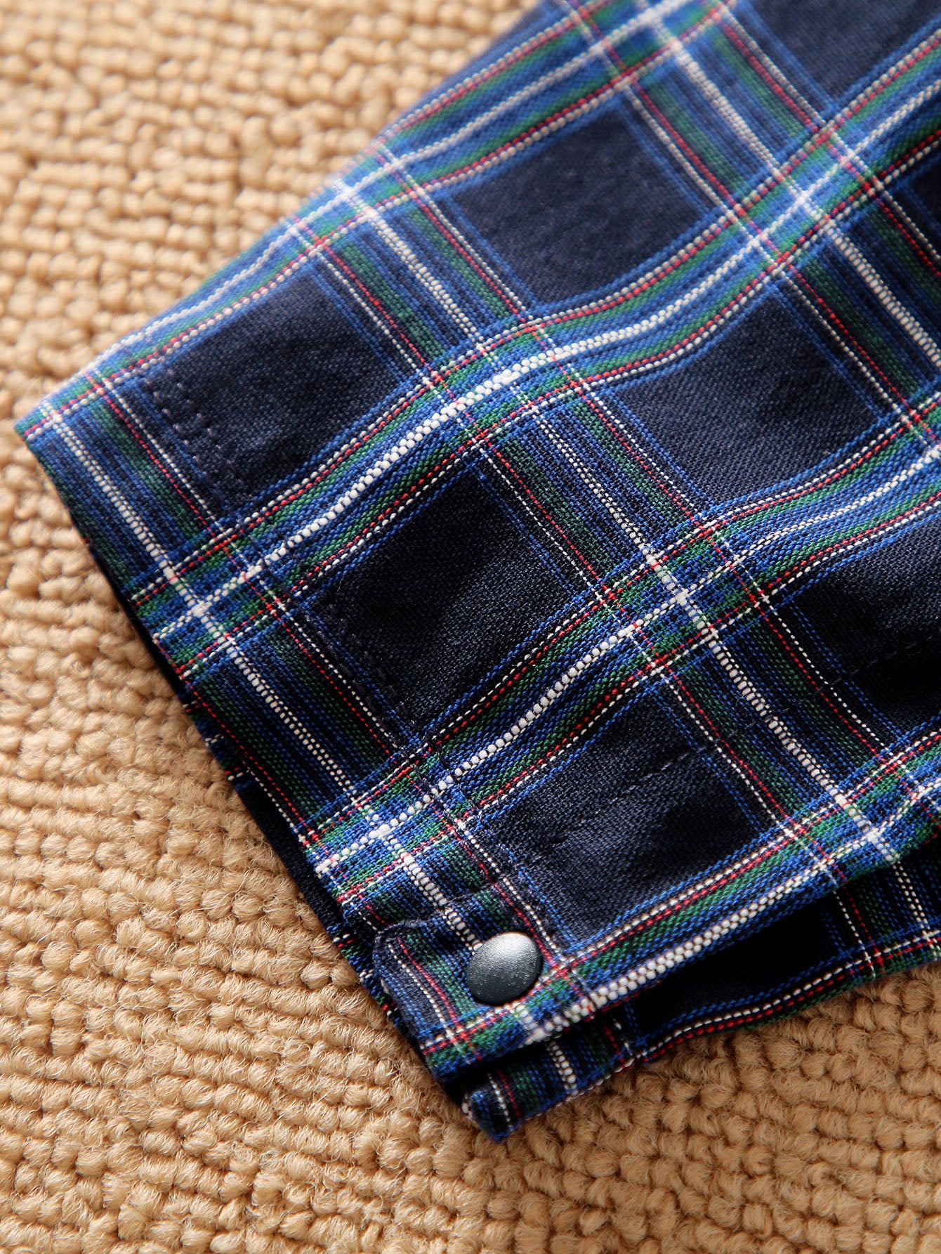 Infant Boys Navy Blue Checked Pure Cotton Rompers