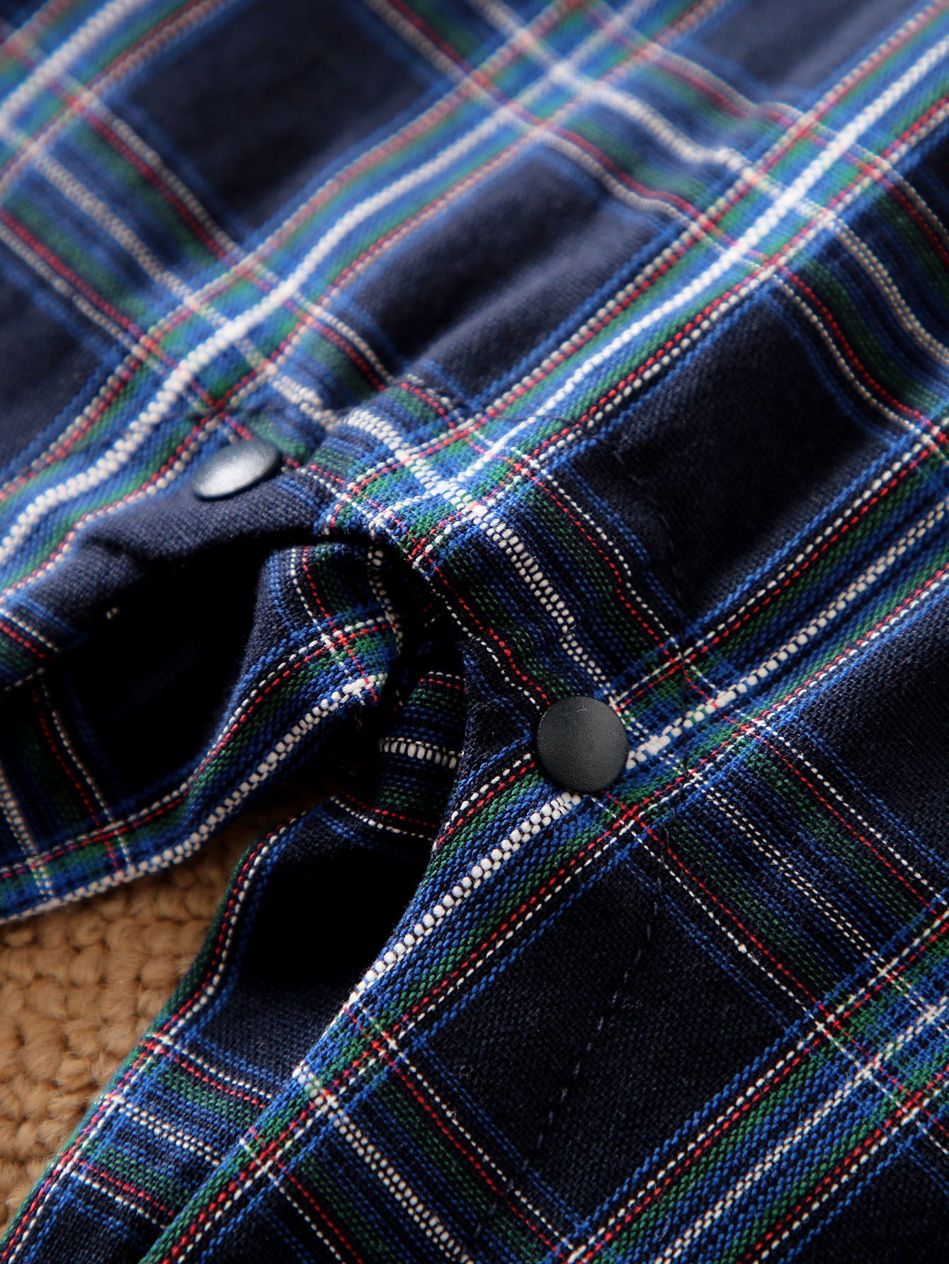 Infant Boys Navy Blue Checked Pure Cotton Rompers