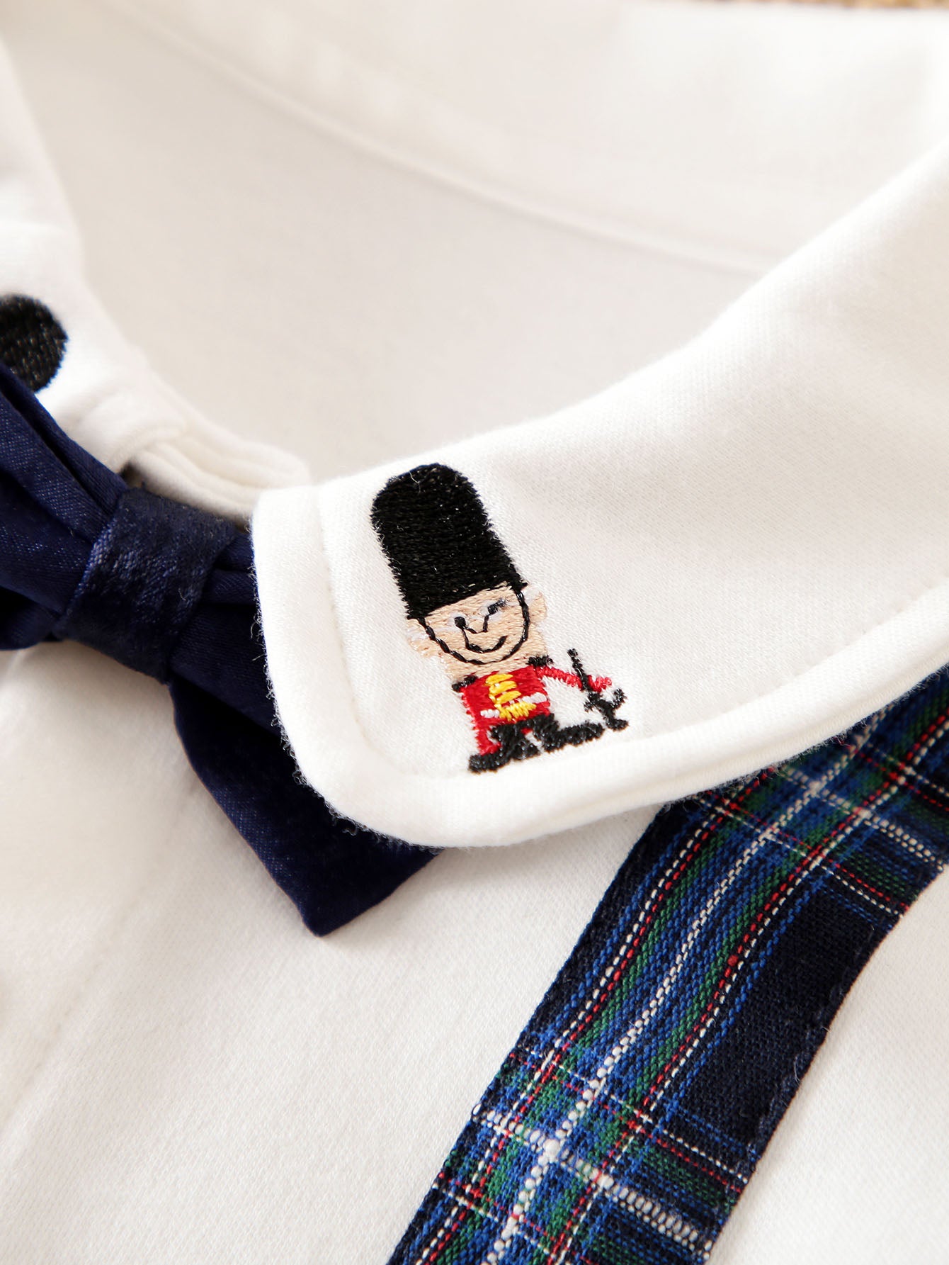 Infant Boys Navy Blue Checked Pure Cotton Rompers