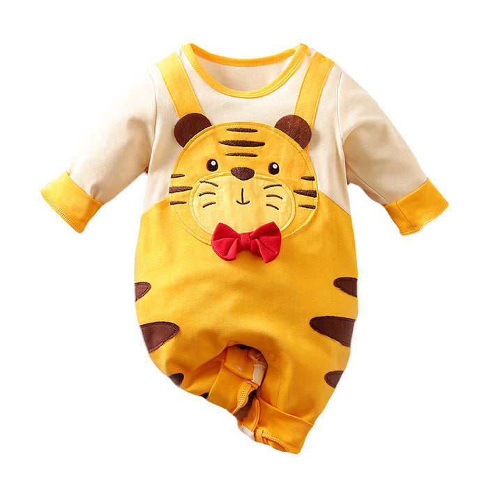 Infant Boys Yellow Graphic Printed Pure Cotton Rompers