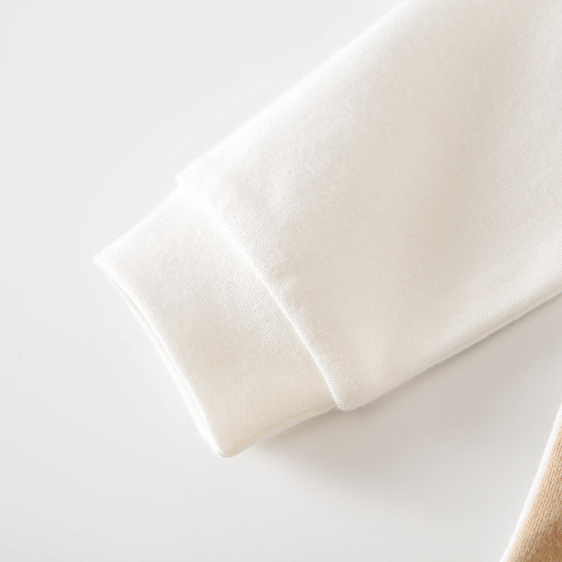 Infant Boys Beige & White Cotton Rompers