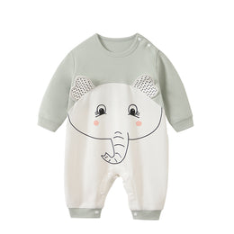 Infant Boys Grey Printed Cotton Rompers