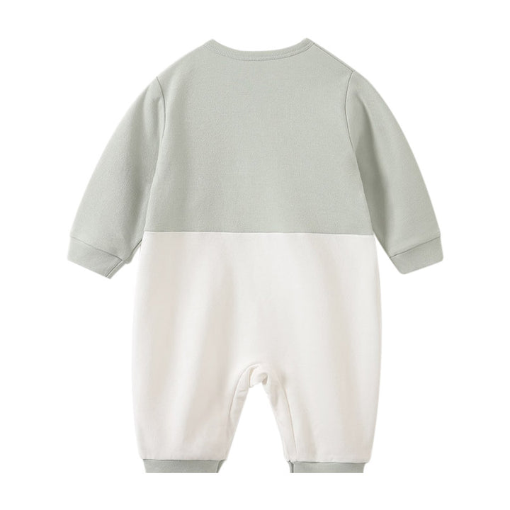 Infant Boys Grey Printed Cotton Rompers