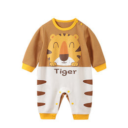 Infant Boys Yellow Printed Cotton Rompers