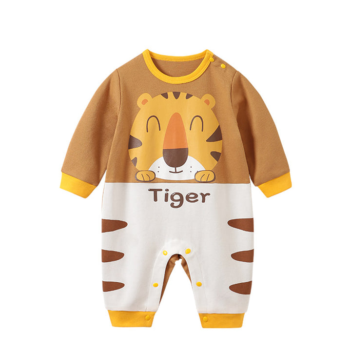 Infant Boys Yellow Printed Cotton Rompers
