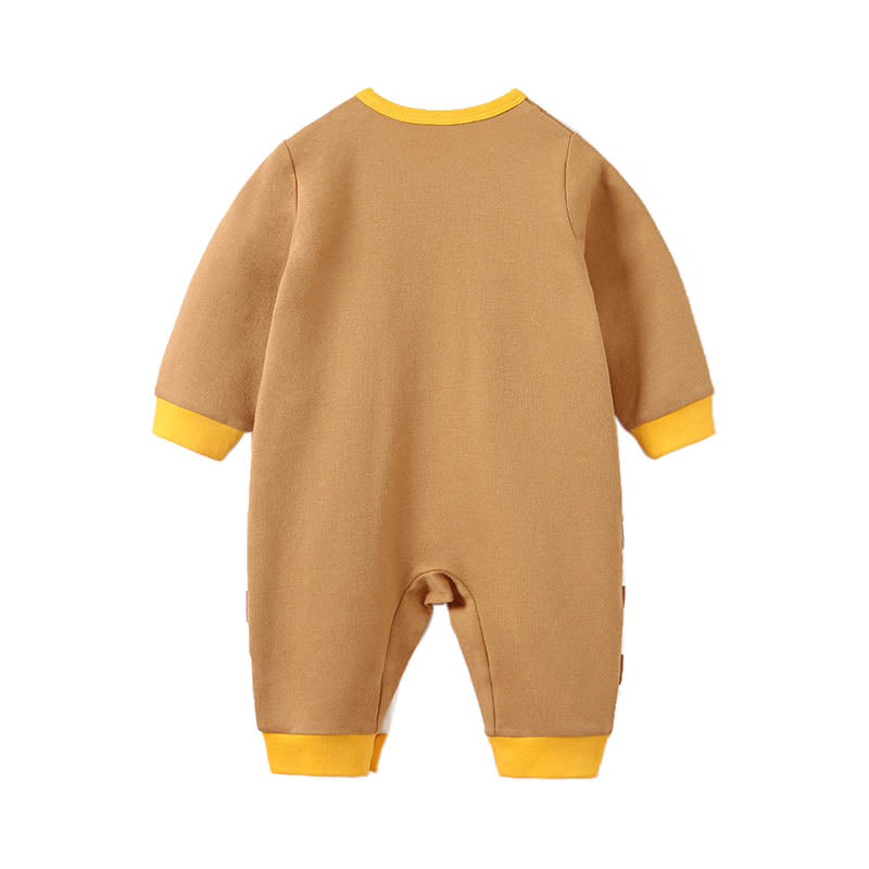 Infant Boys Yellow Printed Cotton Rompers