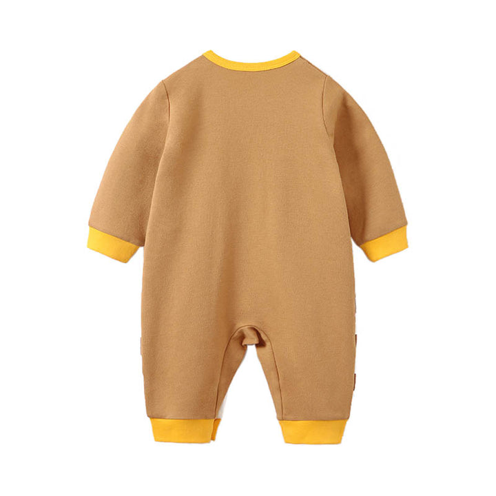 Infant Boys Yellow Printed Cotton Rompers