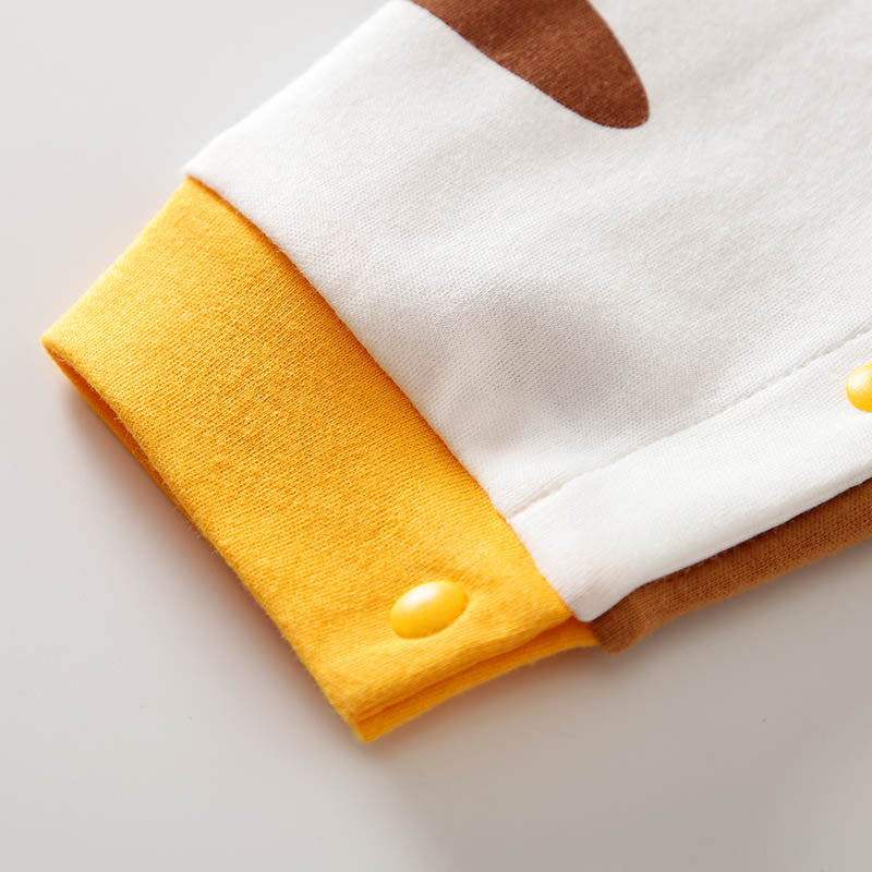 Infant Boys Yellow Printed Cotton Rompers