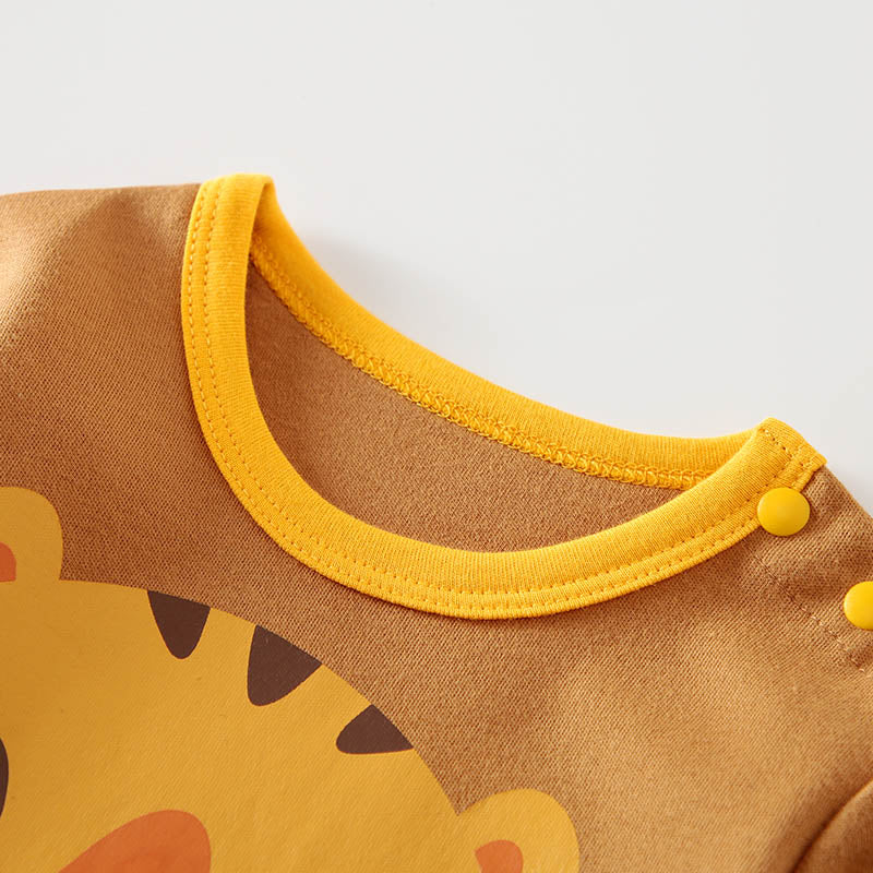 Infant Boys Yellow Printed Cotton Rompers