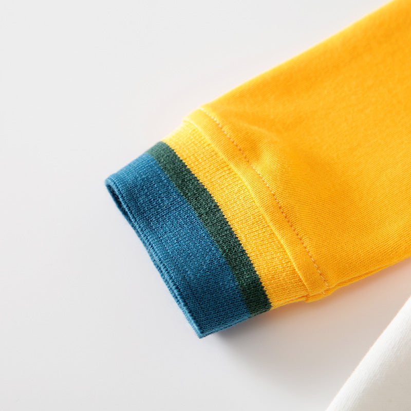 Infant Boys Off White & Yellow Colourblocked Cotton Rompers