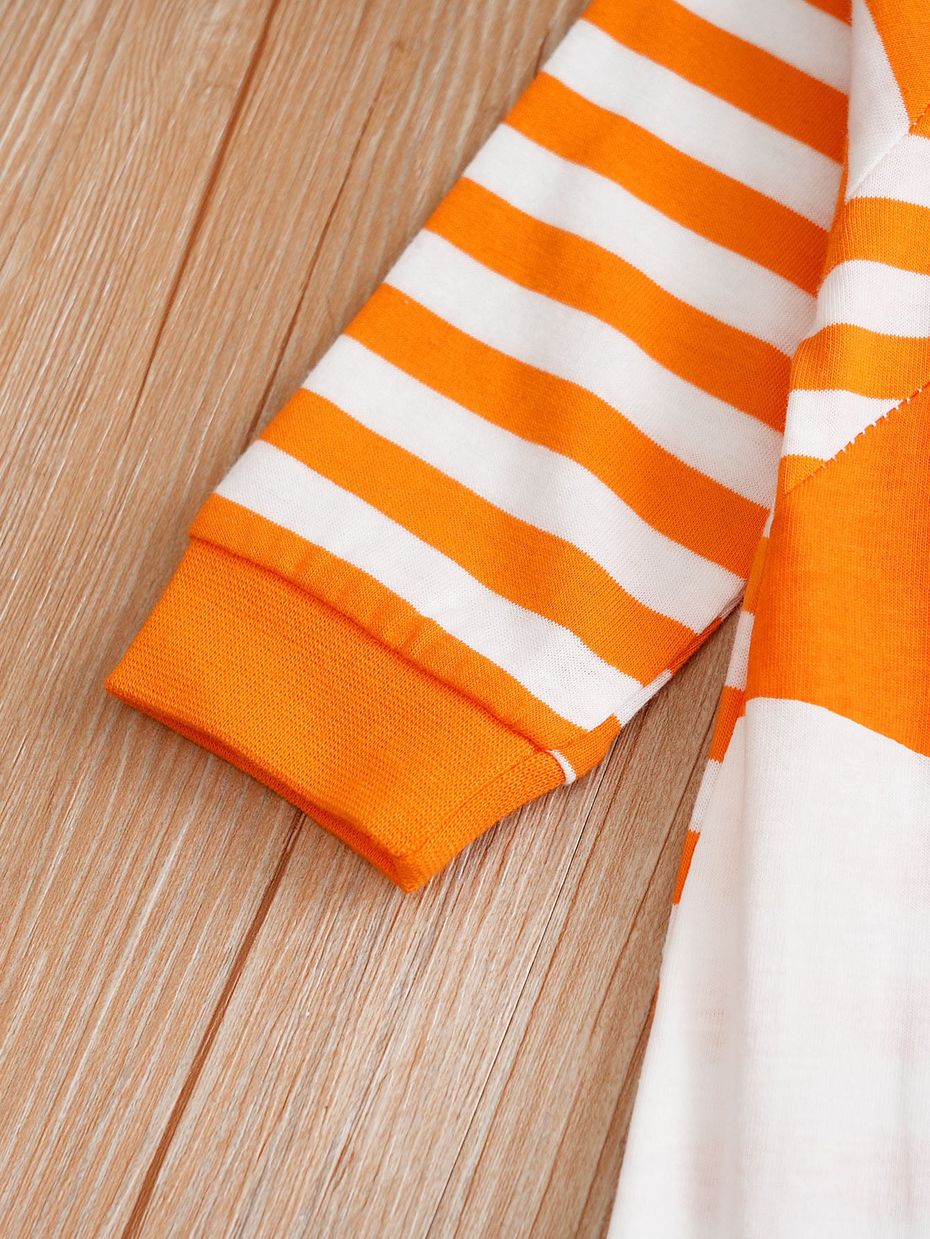 Orange & White Infants Girls Striped Pure Cotton Rompers