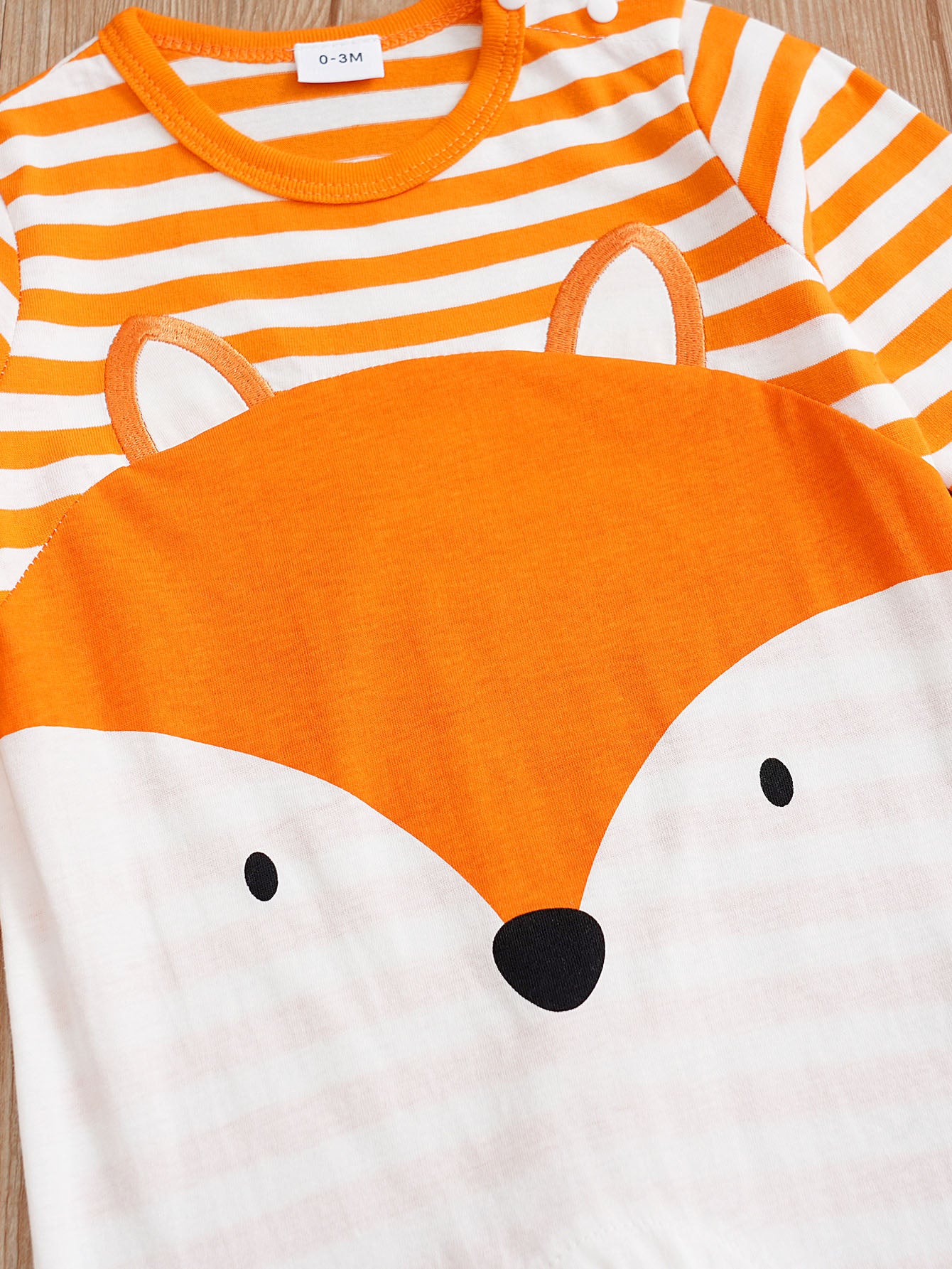 Orange & White Infants Girls Striped Pure Cotton Rompers