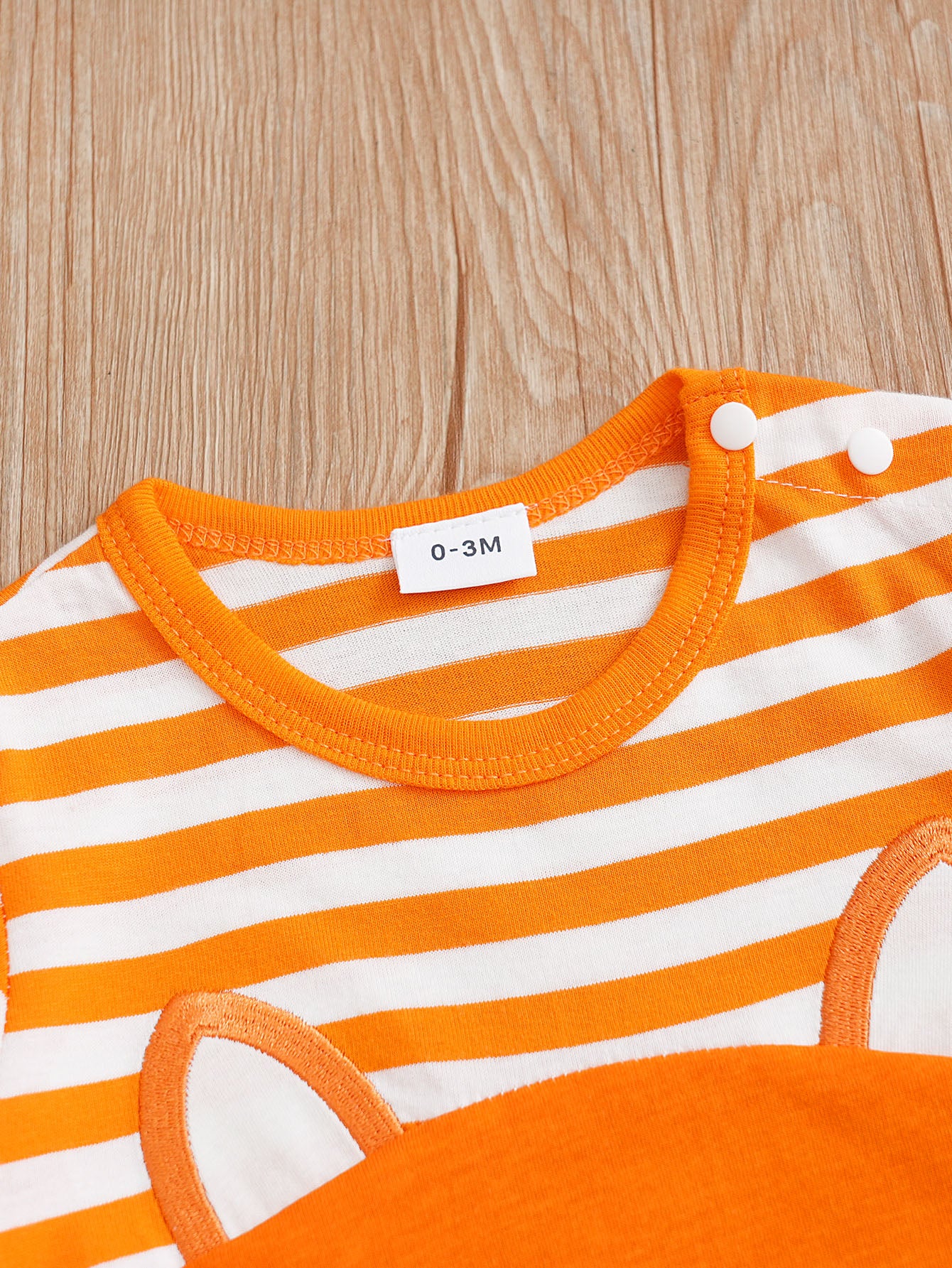 Orange & White Infants Girls Striped Pure Cotton Rompers