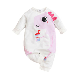 Infant Girls Pink Graphic Printed Rompers