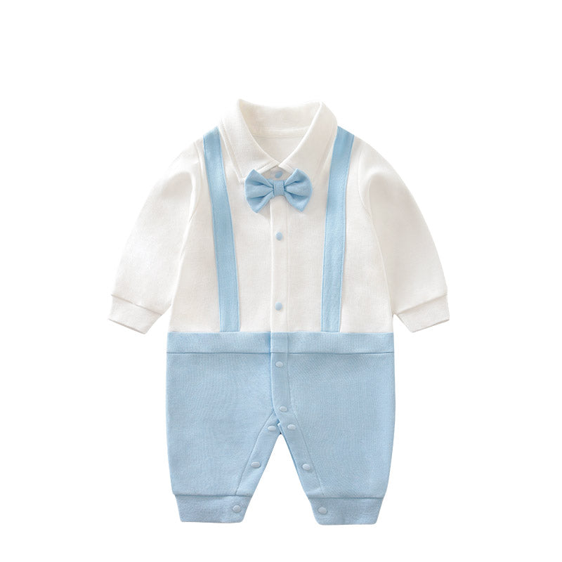 Infant Boys Blue & White Cotton Rompers