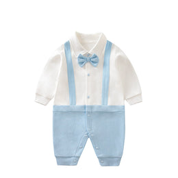 Infant Boys Blue & White Cotton Rompers