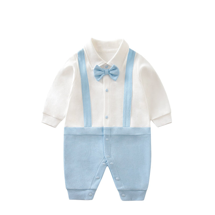 Infant Boys Blue & White Cotton Rompers