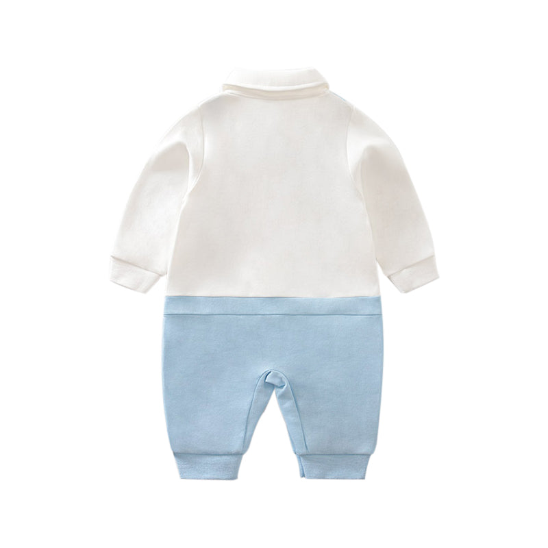 Infant Boys Blue & White Cotton Rompers