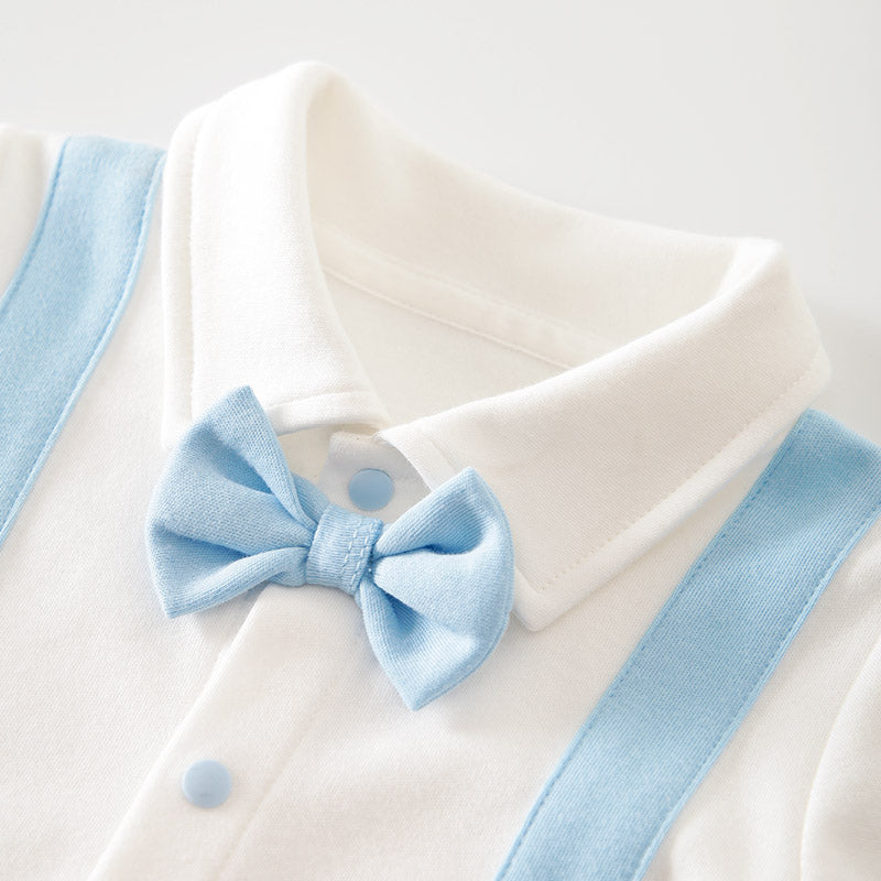 Infant Boys Blue & White Cotton Rompers