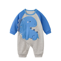 Infant Boys Blue Printed Cotton Rompers