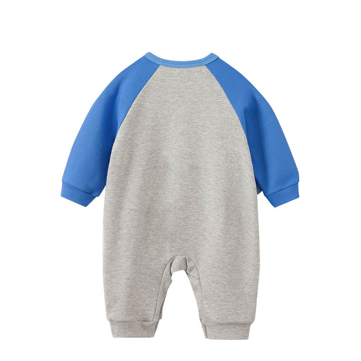 Infant Boys Blue Printed Cotton Rompers