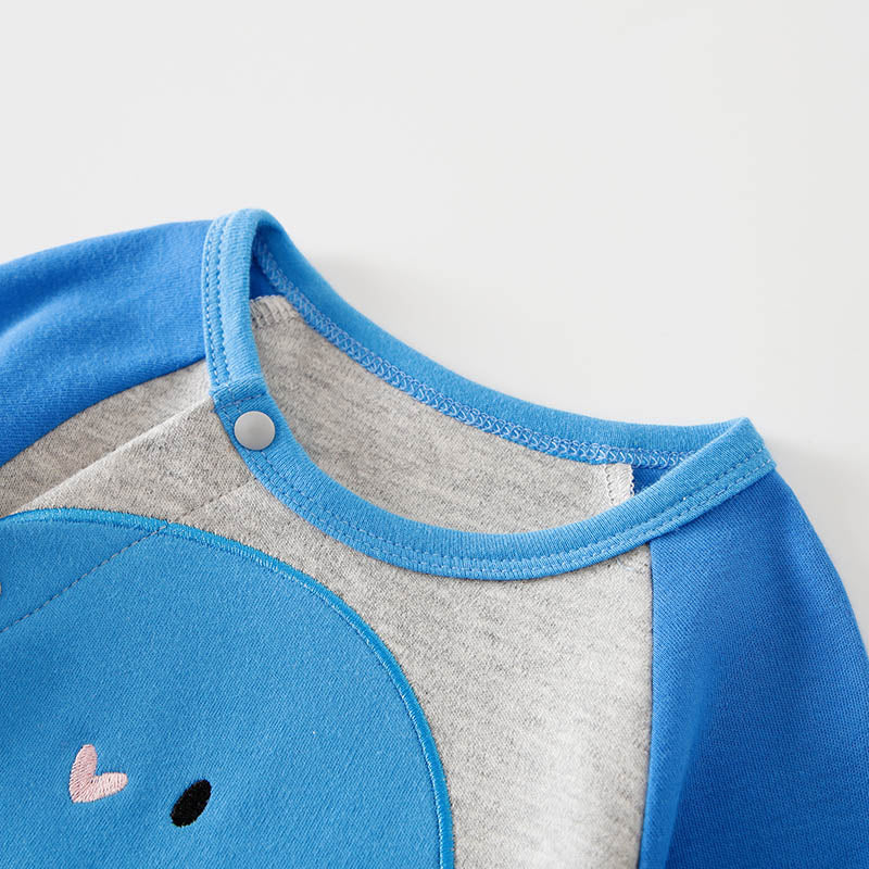 Infant Boys Blue Printed Cotton Rompers