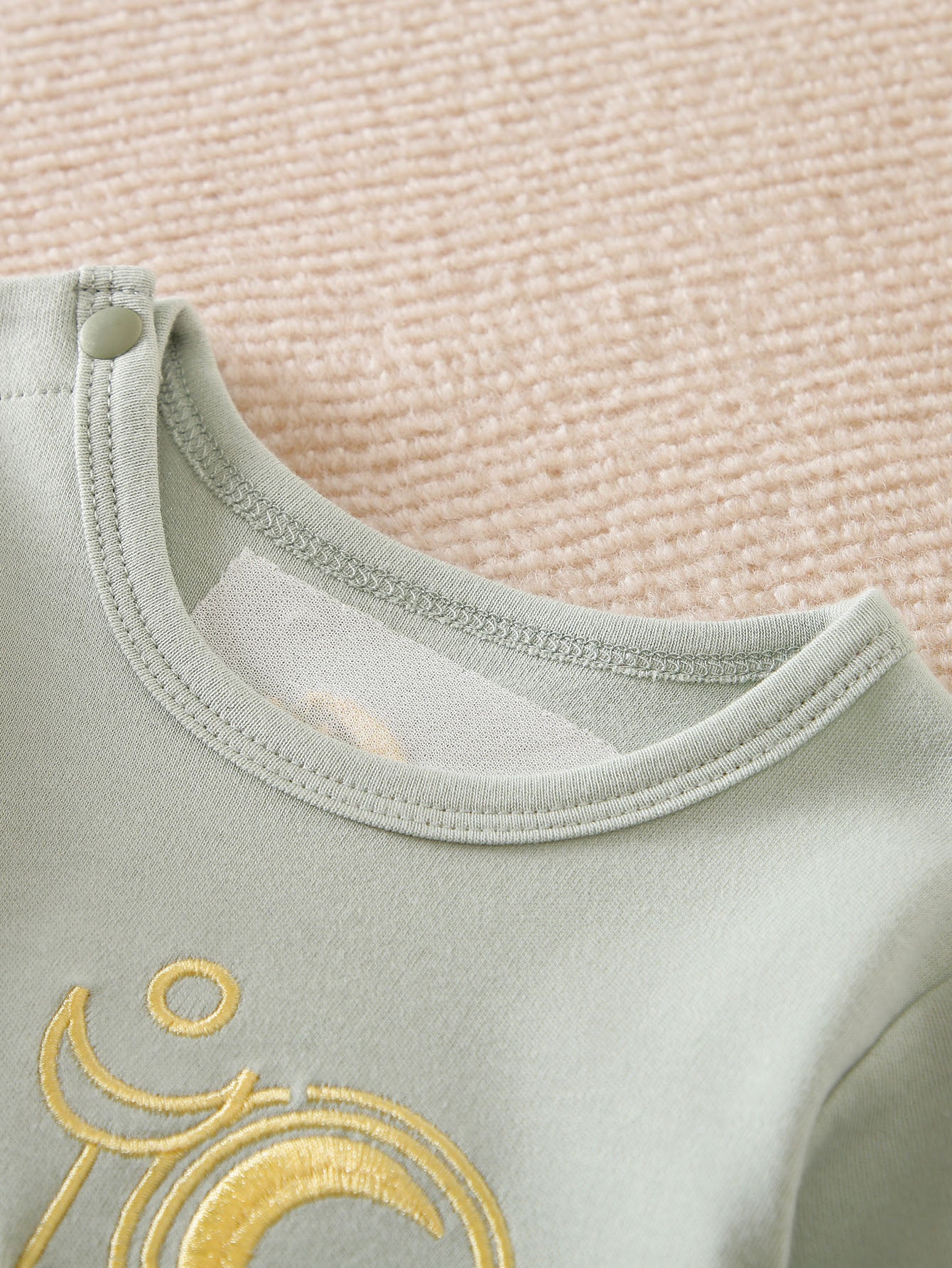 Infants Kids Green & Yellow Embroidered Cotton Rompers
