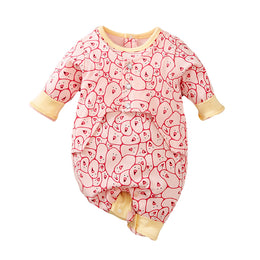 Pink Infants Girls Graphic Printed Pure Cotton Rompers