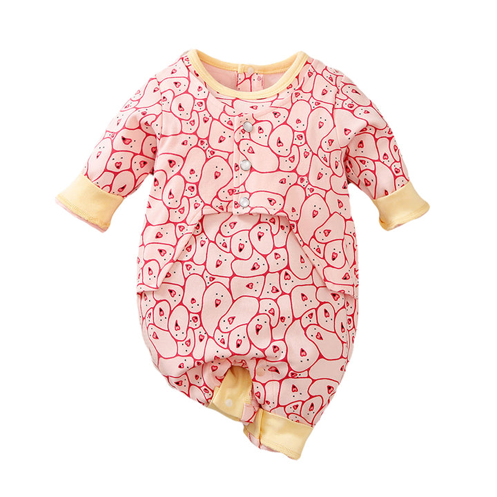 Pink Infants Girls Graphic Printed Pure Cotton Rompers