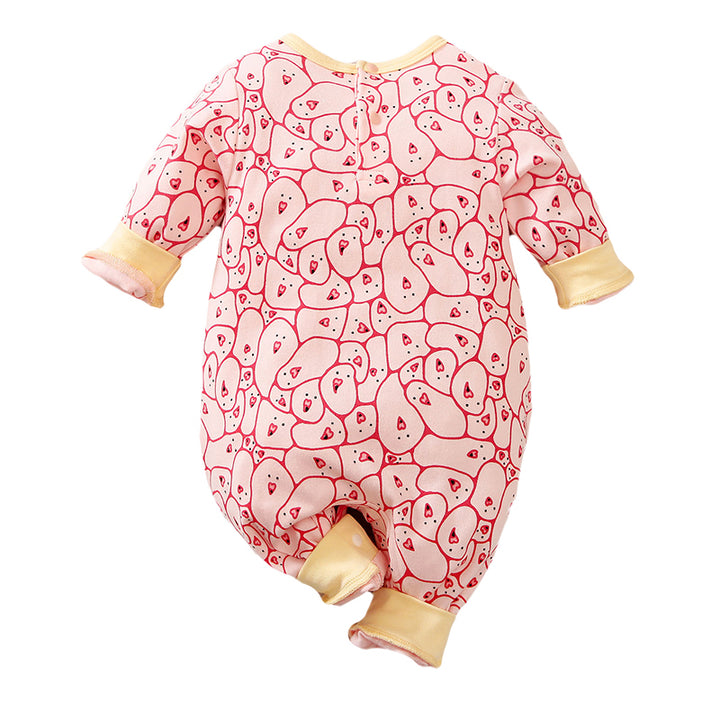 Pink Infants Girls Graphic Printed Pure Cotton Rompers