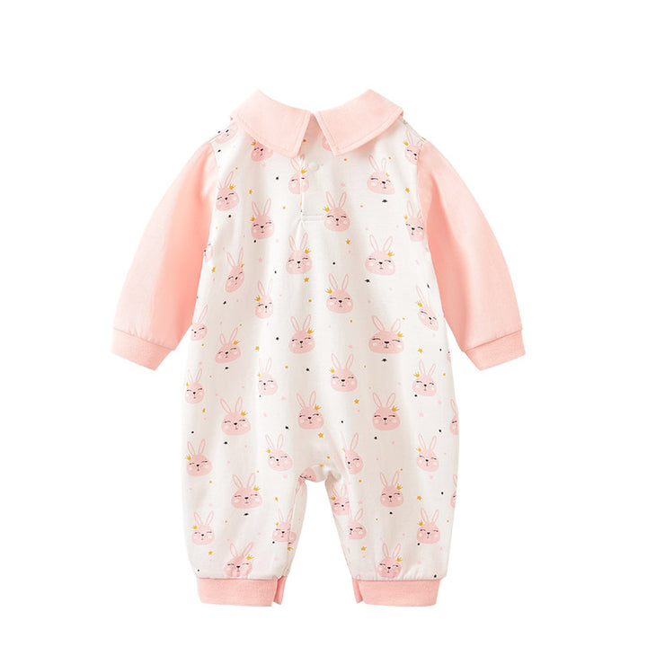 Pink Infant Girls Printed Cotton Rompers