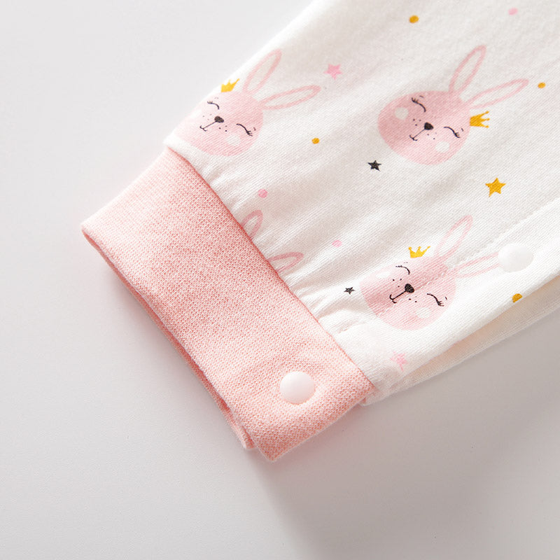 Pink Infant Girls Printed Cotton Rompers
