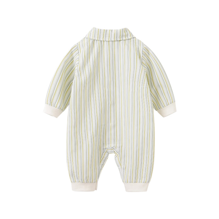 Infant Boys Green & White Striped Rompers